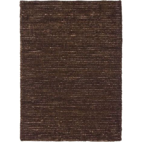 VIKING - Tapis à poils longs effet soyeux chocolat 190x200 (1/3)