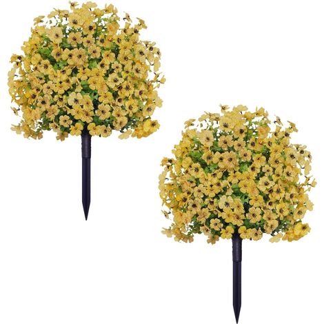 22" Artificial Outdoor Flowers with Stakes & Supports – Durable Synthetic Shrubs, Garden Decor for Farmhouse, Porch, Patio, Wedding, Long-Lasting Garden Accessory (2 Units)