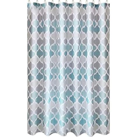 Rideau de douche imperméable résistant à la moisissure avec rideau de salle de bain rayé gris impression couleur crochet-Ensoleillé (1/3)