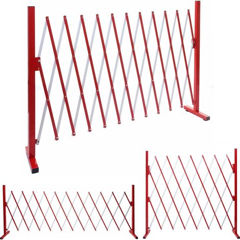 Grillage HWC-B34, grille protectrice télescopique, aluminium rouge/blanc - hauteur 153cm, largeur 36-300cm