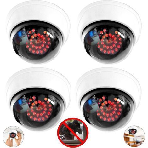 Lot de 4 caméras factice avec 25 LED rouges avec objectif Fausse caméra de surveillance pour l'intérieur et l'extérieur (1/5)