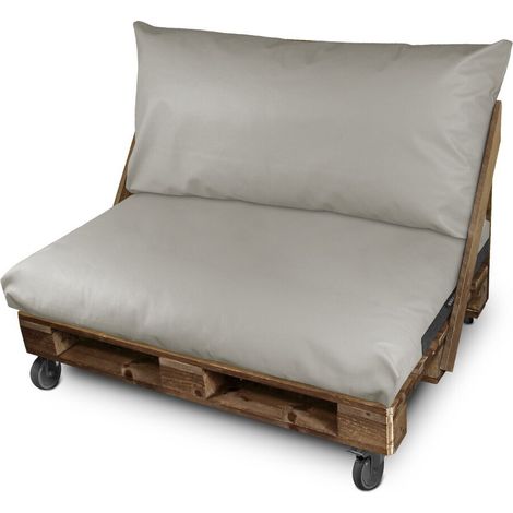 Coussin pour palette Similicuir Extérieur Gris Clair Set: Siège 120x80x20 + Dossier 120x45x25 Gris Clair (1/5)