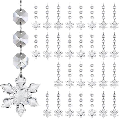 Unzerstörbare Acryl-Weihnachtskugeln in Eiszapfen-, Schneeflocken- und Tropfenform, transparent, tragbar, mehrfarbig (1/5)