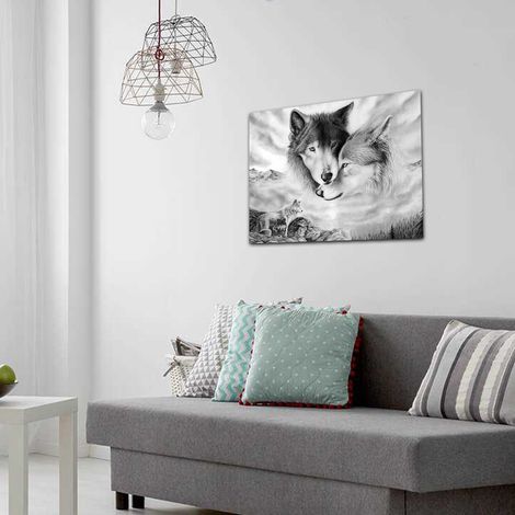 [Canvas] [Anonyme] [Wolf Art] Tableau de Loup sans Cadre - Non-Tissé Imperméable 40x60cm ou 30x40cm, Décor Moderne pour Salon, Chambre, Restaurant (1/5)