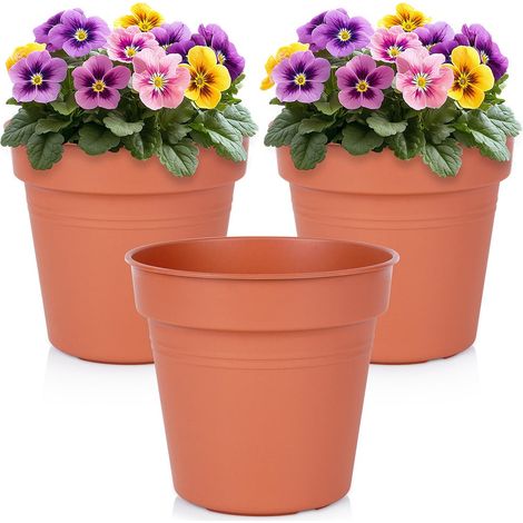 Gartenblumentopf mit Kunststoffabdeckung, rund, 3er-Set, Blumen, 17 cm (1/5)