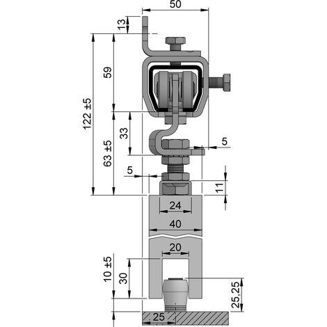 Set di estensione per sistema di porta scorrevole SP300W001 blu, lunghezza totale 2000 mm