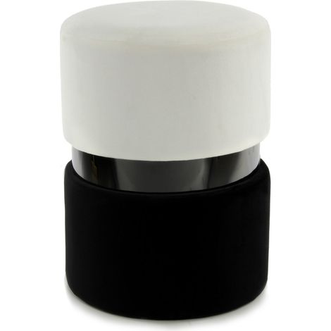 Pouf contenitore Gipsy 800 in velluto crema e nero (1/3)