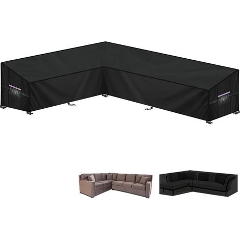 Gartenmöbel Abdeckung L-Form Ecksofa wasserdicht winddicht 190x280cm (1/5)