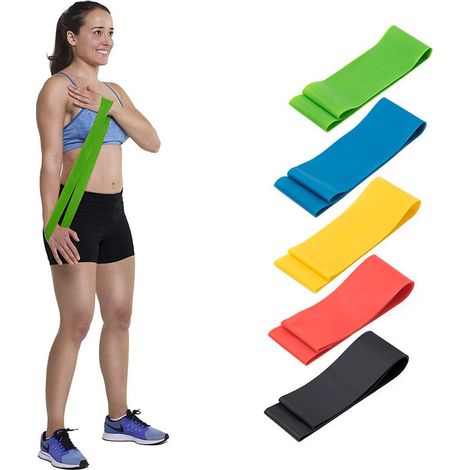 Bandes Élastiques De Résistance - Lot De 5 Niveaux - Pour Exercices Physiques Yoga Rééducation - Noir (1/5)