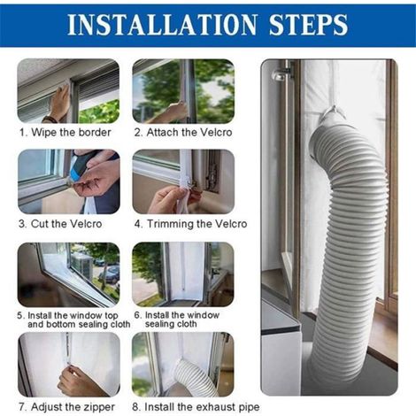 Kit calfeutrage porte fenêtre 3 m pour climatiseur mobile sèche linge déshumidificateur fermeture éclair (1/4)