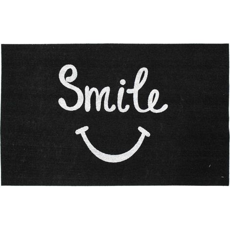 Tapis Imprimé Phosphorescent "Smile" 45x70cm Noir