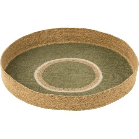 Plateau de Service en Jonc "Cercles" 50cm Vert (1/3)