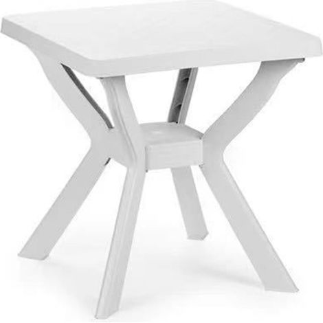 TrAdE Shop Traesio - Tavolo Da Giardino Quadrato Bianco Arredo Da Esterno In Plastica 70x70xh72cm 012137 - (1/5)