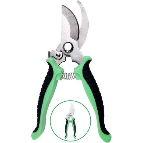 Gartenschere, rutschfeste Schere mit arretierbarem Griff, professionelle Reparatur-Gartenschere für Blumenäste, zum Schneiden von Gärten, Sträuchern und Zäunen (Grün)