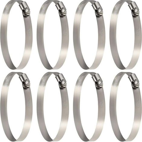 8 pcs Collier Tuyau, réglable 91–114 mm en acier inoxydable Colliers de serrage de Tailles Pour Fixer Tuyaux Souples et Durites (1/5)