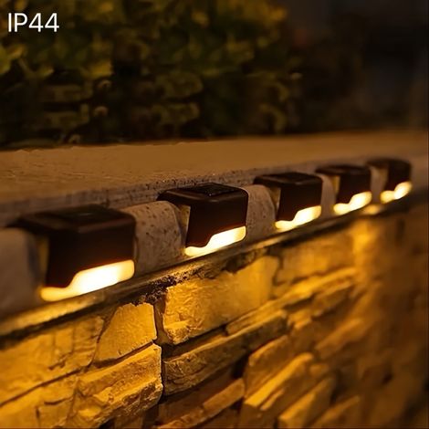 Irovami Lampe solaire LED extérieure pour marches (lumière chaude noire, 4 pièces)