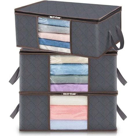 Sac de rangement pour vêtements de 35l, boîte de rangement pliable sous le lit pour chambre à coucher, couettes, vêtements, couvertures, jouets, paquet de 3