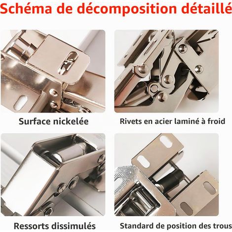 2 Pièces Charnières, 90 Degrés Charnières de Rabat, Charnière à Ressort, Charnière de Soutien pour Caravane Autocaravane, Camping Car (1/5)