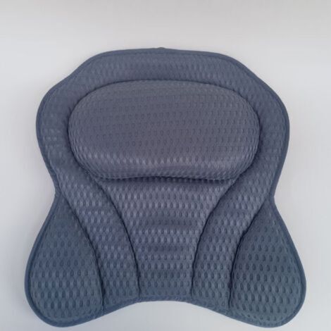 tappetino da bagno grigio con 6 ventose antiscivolo, morbido tappetino in rete 3D per il supporto di testa, collo e schiena, ideale per vasche idromassaggio e vasche da bagno con idromassaggio.