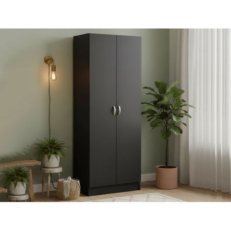 Dmora - Scarpiera Erinni, Mobile portascarpe, Armadio da ingresso multiuso, Mobiletto per calzature, 69x35 h170 cm, Nero (1/5)