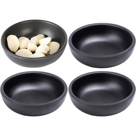 Platos para salsa de soja (4 unidades), platos para sushi de wasabi, cuencos negros para salsas, platos para especias, vajilla (1/5)