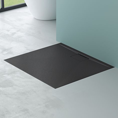 Mai & Mai Piatto Doccia 100x120 cm, Spessore 3cm, Piatto Doccia Rettangolare Ultrasottile in Resina Effetto Pietra, Antiscivolo Indistruttibile, per Box Doccia, Antracite Opaco, Geoma07 (1/5)