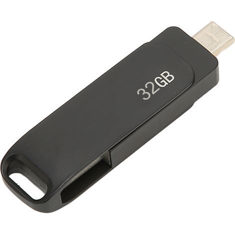 32 GB schwarzer, drehbarer USB 3.0 Typ-C-Stick mit zwei Metallgehäusen für Fotos, Tablets und tragbare Speichermedien (1/5)