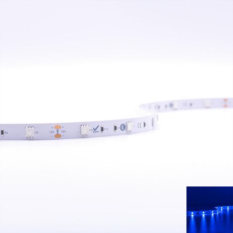 Strip 12V LED Streifen 5M 7,2W/m 30LED/m 10mm - Lichtfarbe: Blau - Schutzart: IP20 (1/5)
