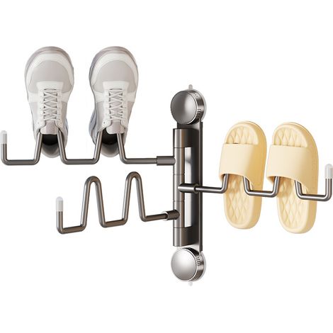 Étagère à chaussures pliable avec ventouses – sa conception rotative améliore la circulation de l'air, conception à trois barres. (1/5)