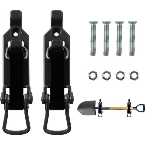 Supporto per pala da camion - Morsetto portapala in metallo e gomma - Accessori per auto - Kit di montaggio robusto e salvaspazio per portapacchi da tetto per rimorchi (1/5)