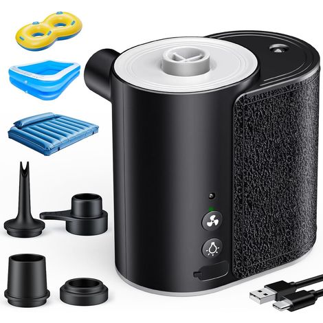 Upgrade Elektrische Luftpumpe, 2 Gänge 6000 mAh Tragbar Luftpumpe Elektrisch Wiederaufladbare Akku Luftpumpe, Elektrische Luftpumpe für Luftmatratze Planschbecken Pool (1/5)