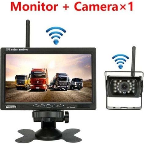 Enowelir Caméra De Recul Sans Fil 7 Pouces Moniteur LCD Pour Camion Bus Caravane Remorque 12V 24V Étanche IP67 Angle 120 Degrés (1/4)
