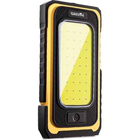 Linterna LED recargable para taller, lámpara de inspección COB, linterna magnética portátil de 1500 lúmenes para camping, senderismo y emergencias (amarilla). (1/5)