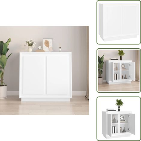 The Living Store Buffet blanc 80x34x75 cm bois d'ingénierie - Rangement (1/5)