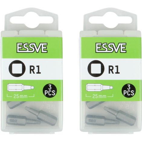 Set di 2 punte per cacciavite di precisione ESSVE R1 Robertson da 25 mm, 3 pezzi x2 (1/3)