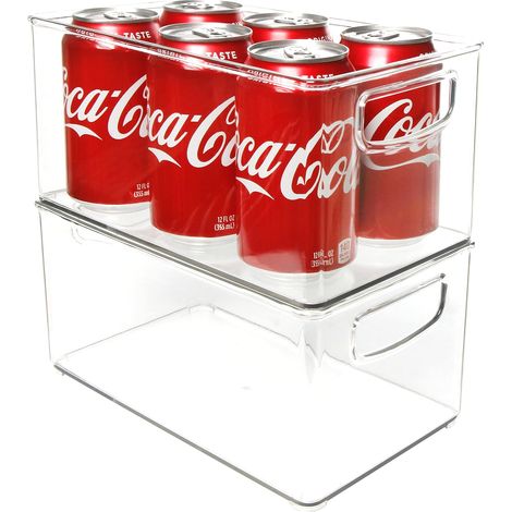 Lot de 2 Boite Rangement Cuisine Frigo 25CM x 15CM x 12.5CM, Organisateur Frigo, Bac Rangement Cuisine Plastique (1/5)