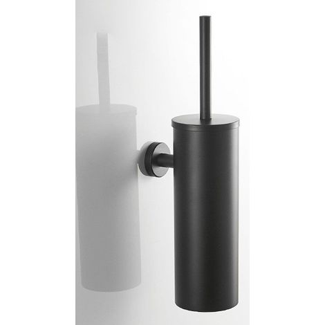 (Schwarz) Elegantes WC-Bürstenset aus Edelstahl mit langem Griff und hygienischem Halter für das Badezimmer (1/5)