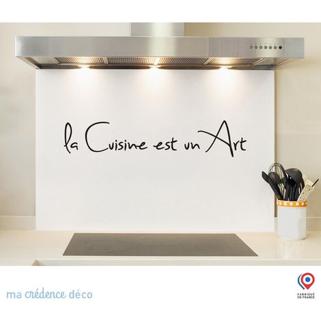 Fond de hotte : Texte La cuisine est un art 1 - Verre trempé - 90 cm - 60 cm (1/5)
