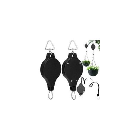 Poulies de Plantes,Crochet Suspension Escamotable pour paniers Suspendus et mangeoire à Oiseaux(2pcs) (1/5)