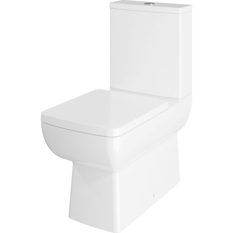 Flush To Wall Close-Coupled Toilet Soft-Close Seat – White