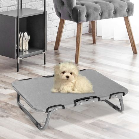 Cama elevada plegable para perro 59 x 46 x 15 cm, gris, acero, 600D Oxford OKMYHOME (1/5)