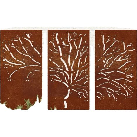 Art mural, acier Corten, 105x55 cm, usage extérieur, design de branche d'arbre, finition rouillée (1/5)