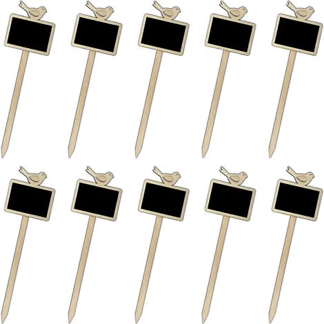 Filiyano-Lot de 10 panneaux pour plantes, petits panneaux ardoise, bâtonnets en bois, étiquettes ardoise pour la décoration de jardin, tige plate en (1/5)