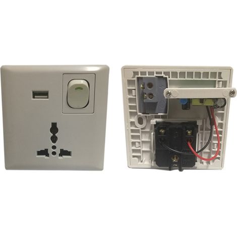 TrAdE Shop Traesio - Presa Da Incasso A Muro Universale Con Usb Con Interruttore Di Alimentazione - (1/3)