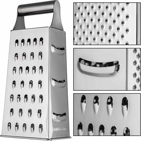 Boîte Râpe 4 Faces, Râpe carrée en Acier Inoxydable pour Cuisine Légumes Fruits Fromage (1/5)
