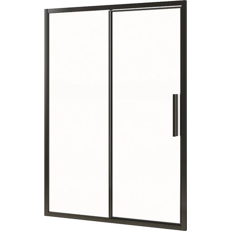 Porte de douche pivotante noir mat style industriel - 140 x 195 cm - TORONI (1/4)