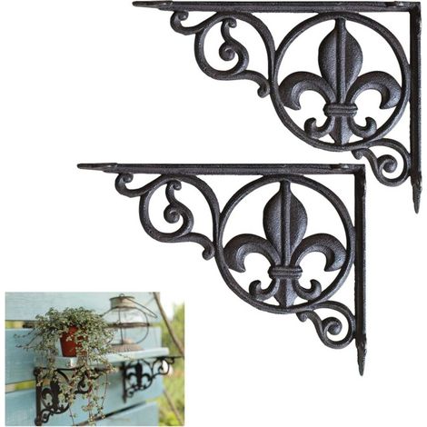 2 Pcs Support pour Étagère,Supports D'étagère en Fonte Rétro Décoratives Support Equerre D'étagere en Fer Forgé Équerres Murale (1/5)