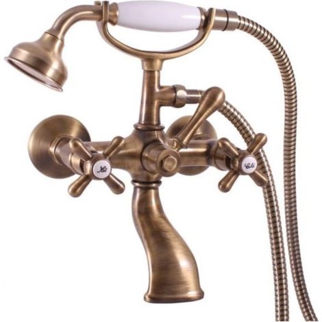 Mélangeur baignoire MORAVA RETRO en laiton bronze avec pommeau (1/5)
