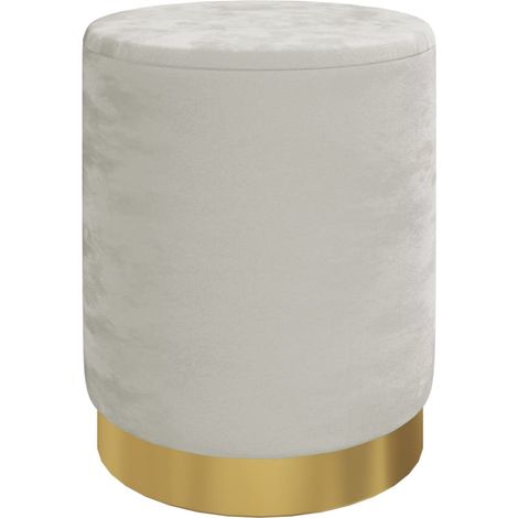 Tabouret de rangement rond Gris clair Velours 31 x 37 cm CFW155163 (1/5)