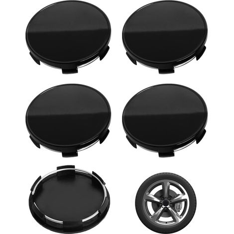 5 pièces Cache Moyeu Noir 60mm Universel avec Installation Facile en ABS Plastique Cache Jante et Cache Roue pour Centre de Roue Voiture sans Logo Design (1/5)